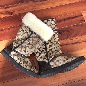 Coach fur-lined boots